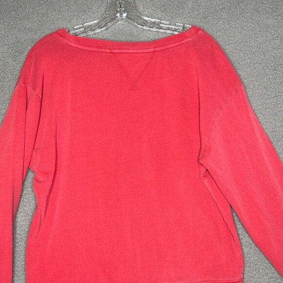 Tommy Hilfiger Sport Womens Pullover Sweatshirt M Red Cotton Graphic Front Logo - Picture 10 of 11